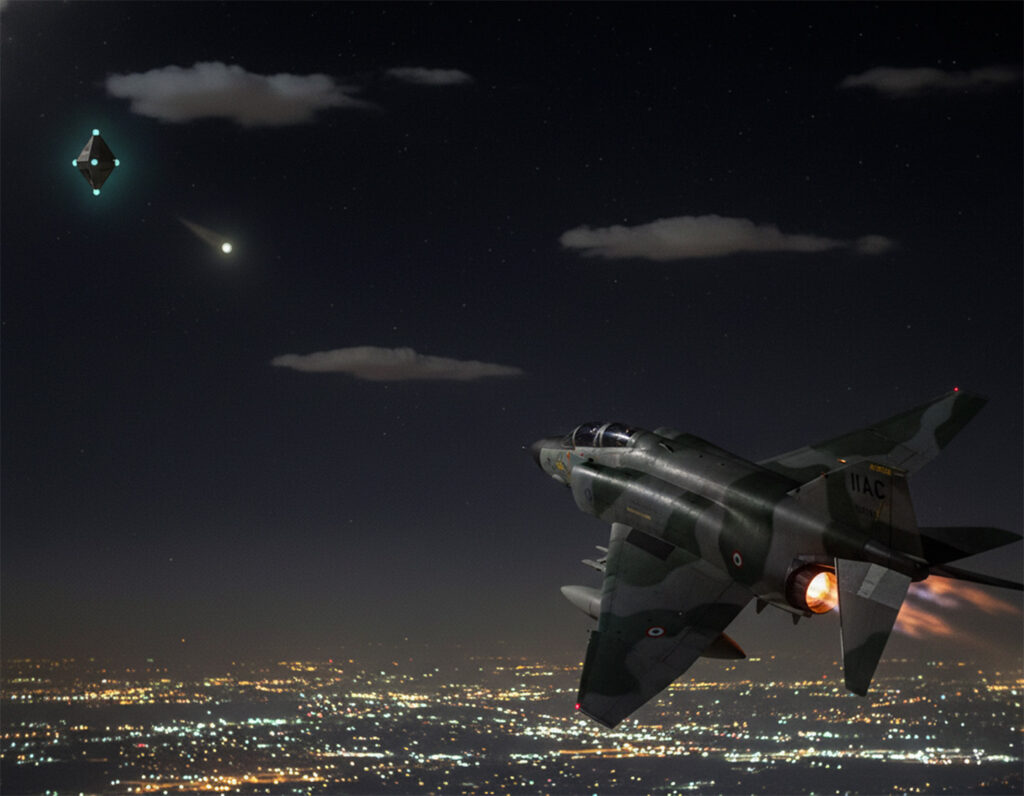 Rendering of the 1976 Tehran incident (UAPedia)