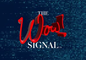 WOW LOGO WITH TM - UAPedia Logo for 'The 1001 Signal' with red script text over a blue binary-background backdrop.